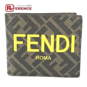 Fendi Zucca Logo Compact Wallet Brown Leather